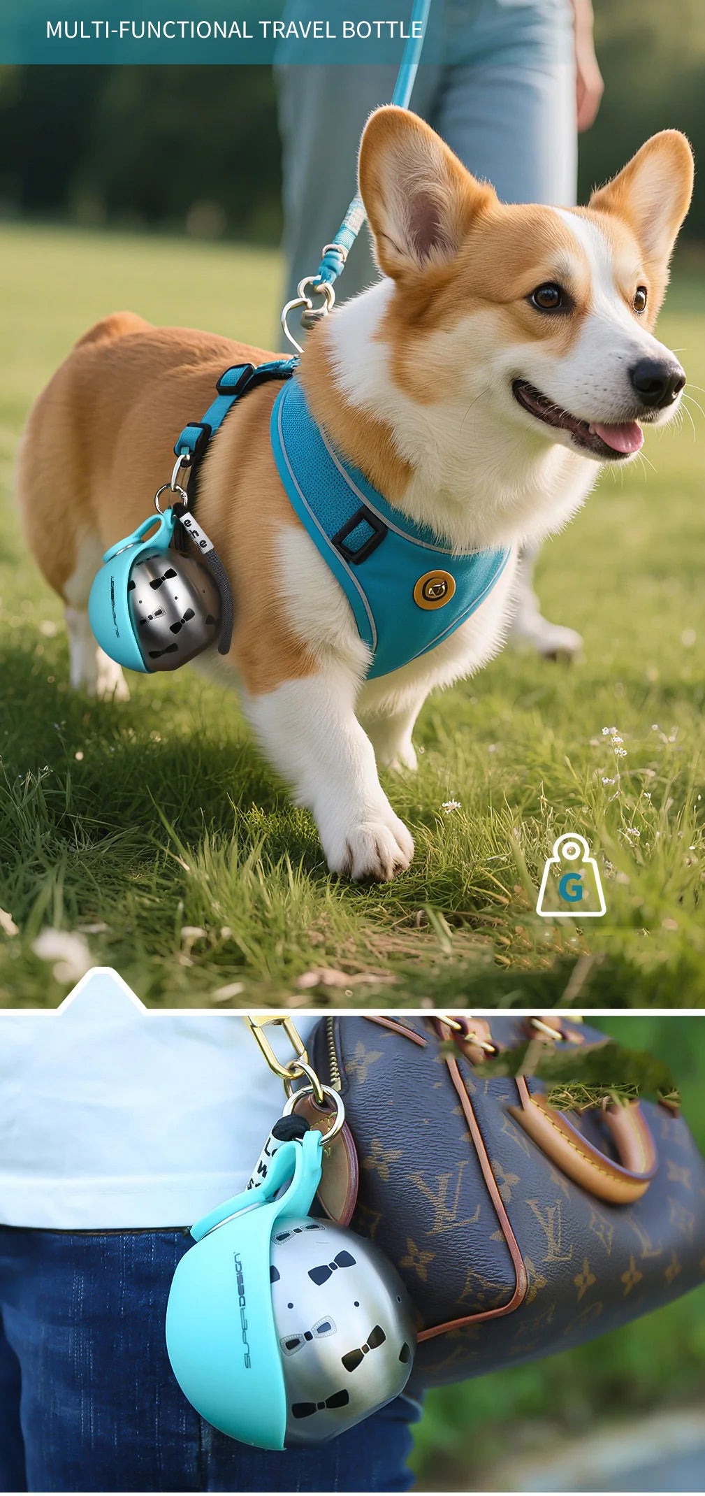 2-in-1 Tragbare Hundewasserflasche – Auslaufsicher & Kompakt für Unterwegs